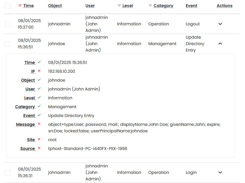Full audit trails for credential events
